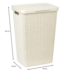 Curver jute wasmand met deksel - 58 liter - beige- Wasmanden