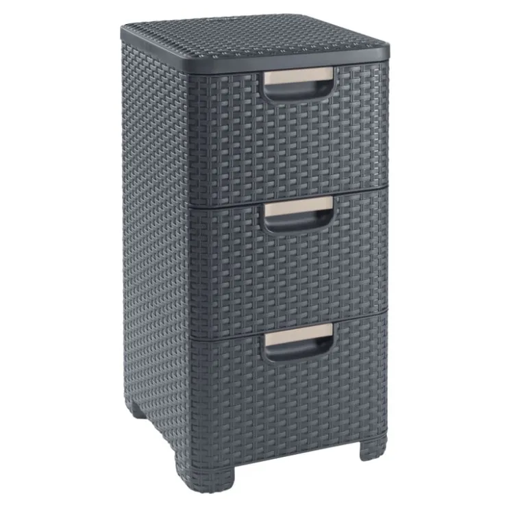 Curver ladeblok met 3 lades - grijs - 60x27.8x32.8 cm- Opbergbakken|Opbergboxen