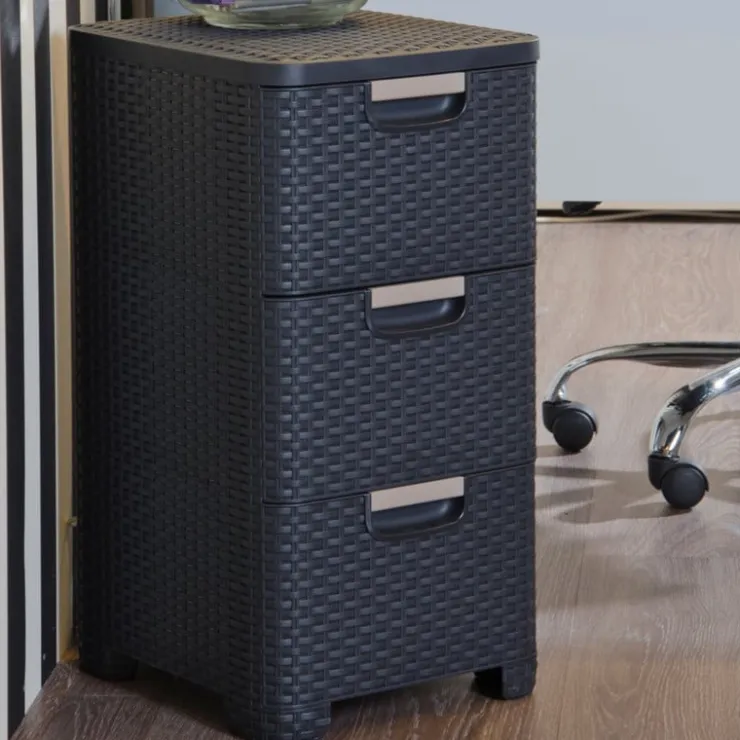 Curver ladeblok met 3 lades - grijs - 60x27.8x32.8 cm- Opbergbakken|Opbergboxen