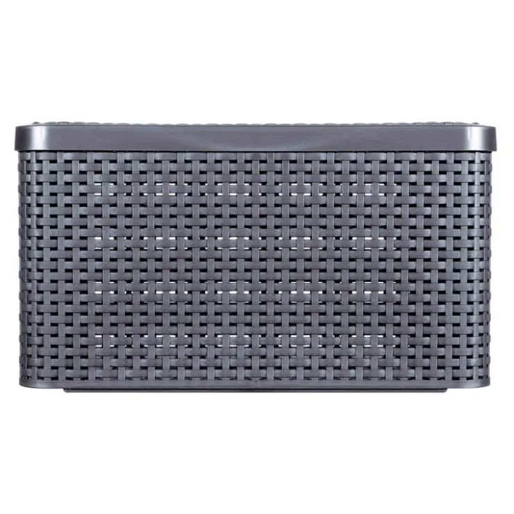 Curver opbergmand met deksel groot - grijs - 23x44x33 cm- Opbergbakken|Opbergboxen