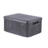 Curver opbergmand met deksel middel - grijs - 19x40x29 cm- Opbergbakken|Opbergboxen