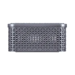Curver opbergmand met deksel klein - grijs - 13x29x19 cm- Opbergbakken|Opbergboxen