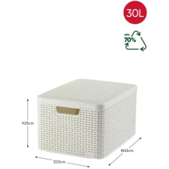 Curver opbergmand met deksel groot - wit - 23x44x33 cm- Opbergbakken|Opbergboxen