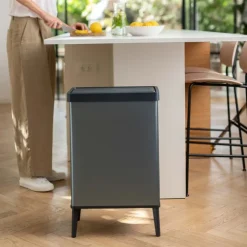 Curver prullenbak Verto - grijs/zwart - 54 liter- Pedaalemmers|Prullenbakken