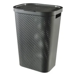 Curver wasmand met deksel Infinity Dots - antraciet - 60 liter- Wasmanden