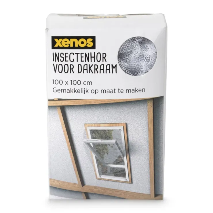Xenos Dakraam hordoek elastisch - wit - 100x100 cm- Hordoeken
