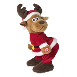 Xenos Dansende kerstknuffel rendier - 26 cm- Knuffels