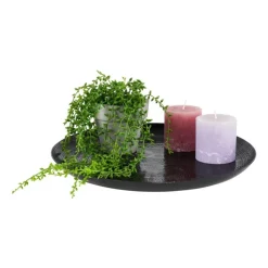 Xenos Decoratieplateau - zwart - Ø34 cm- Kaarsenplateaus