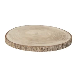 Xenos Decoratieplateau hout - bruin - ø26x2 cm- Kaarsenplateaus