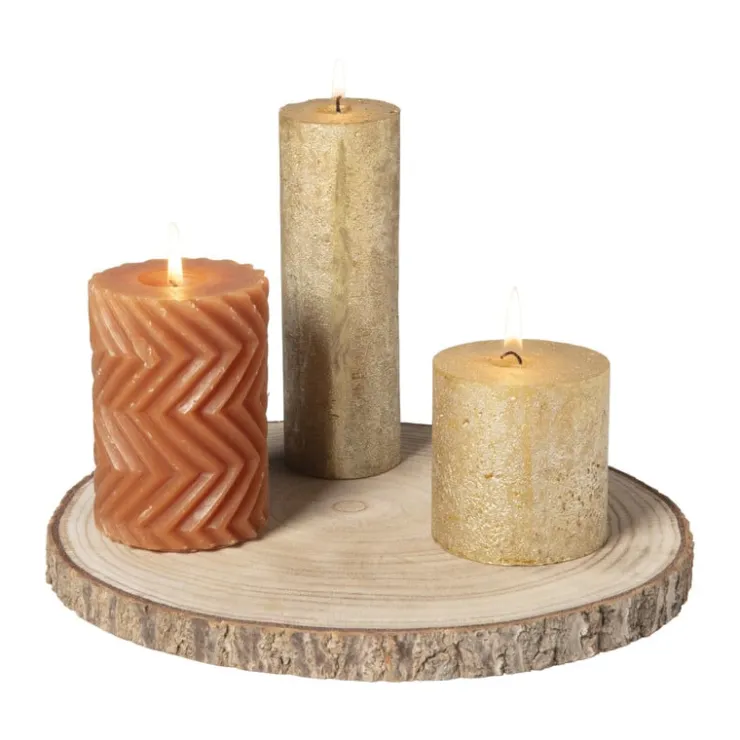 Xenos Decoratieplateau hout - bruin - ø26x2 cm- Kaarsenplateaus