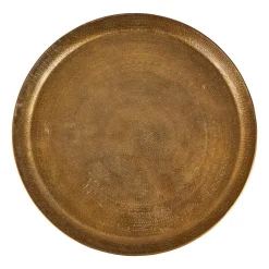 Xenos Decoratieplateau reliëf - antiek goud - Ø29 cm- Kaarsenplateaus