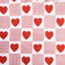 Xenos Deken met hartjesprint - roze/rood - 160x130cm- Plaids