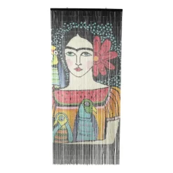 Xenos Deurgordijn Frida met vogel - bamboe - 200x90 cm- Vliegengordijnen