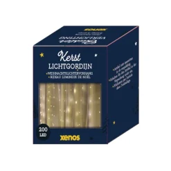 Xenos Deurgordijn kerst met 200 lichtjes - 200x300 cm- Kerstverlichting|Kerstboom Verlichting