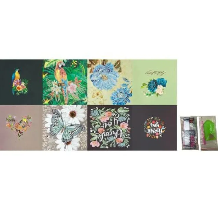 Xenos Diamond paint - kaarten - set van 4- Knutselpakketten|Diamond Paintings