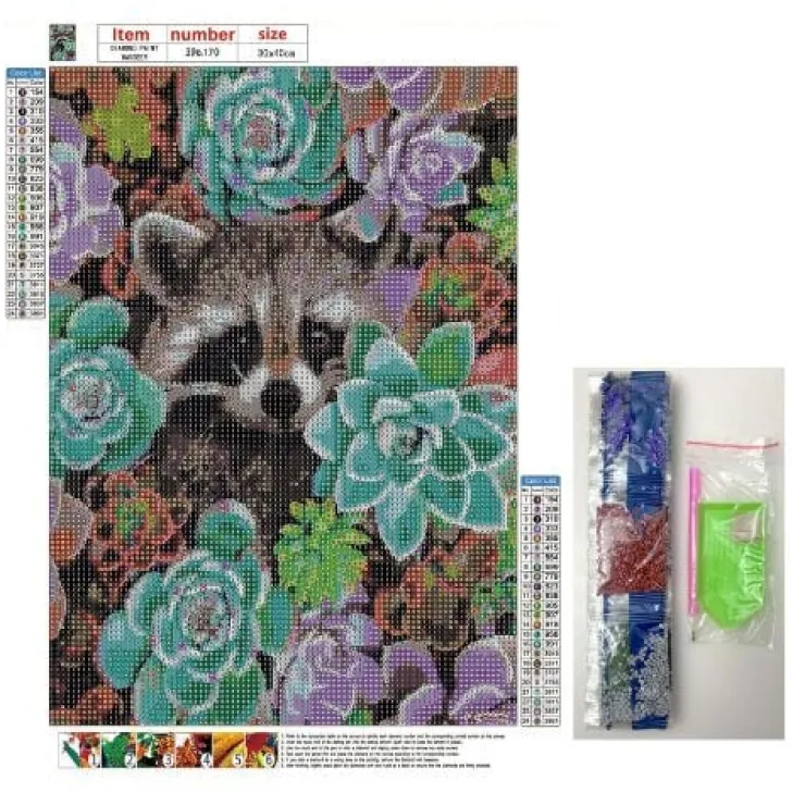 Xenos Diamond paint - wasbeer - 40x30 cm- Knutselpakketten|Diamond Paintings