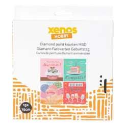 Xenos Diamond painting verjaardagskaart - set van 4- Diamond Paintings