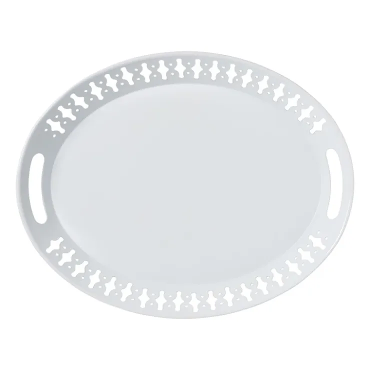 Xenos Dienblad metaal - wit - 42x33,5x4,5 cm- Dienbladen