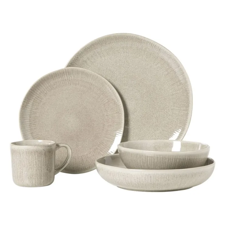 Xenos Diep bord fuji - beige - ø22x4 cm- Borden|Kerstservies