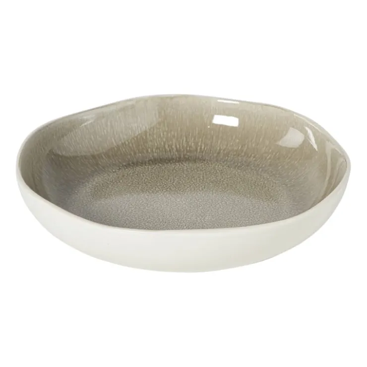 Xenos Diep bord kaori - wit/bruin - ø22x4 cm- Borden|Kerstservies