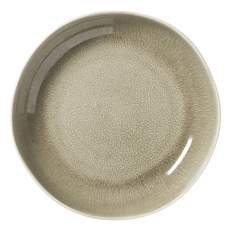 Xenos Diep bord kaori - wit/bruin - ø22x4 cm- Borden|Kerstservies