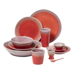 Xenos Diep bord Roots - rood/paars - ø20x5.4 cm- Borden