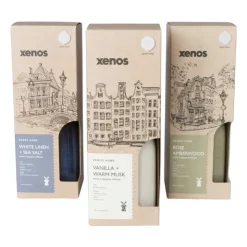 Xenos Diffuser white linen & sea salt - blauw - ø7.7x11.8 cm- Kerstcadeaus|Geurstokjes