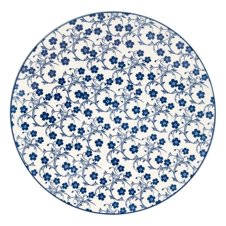 Xenos Dinerbord blue print - flowers - ⌀26 cm- Borden