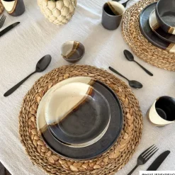 Xenos Dinerbord cortado - beige/zwart - ø26.5x2 cm- Kerst|Borden