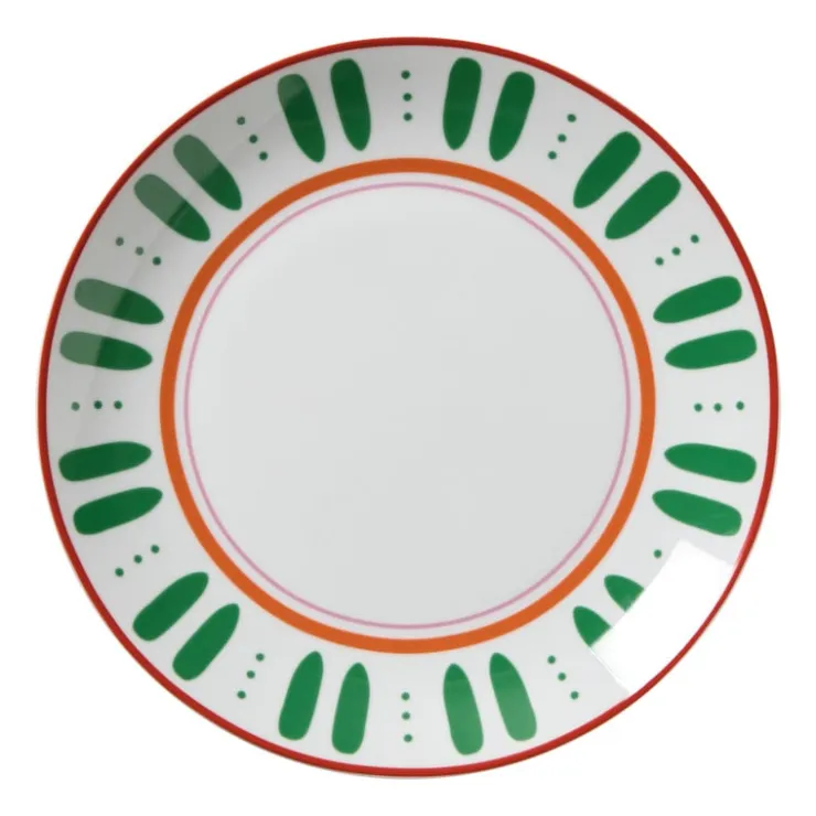 Xenos Dinerbord holly jolly - groen - ø26.8x2.8 cm- Borden