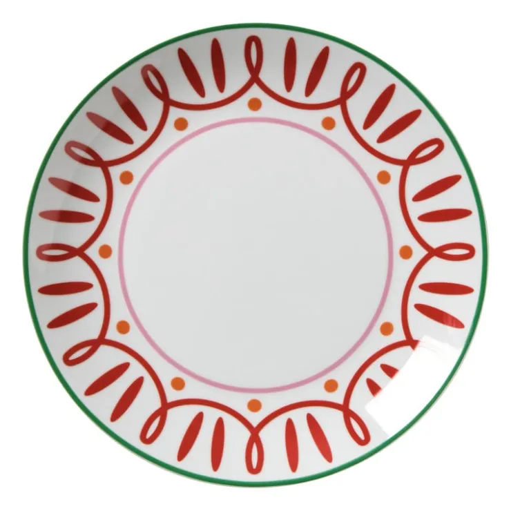 Xenos Dinerbord holly jolly - rood - ø26.8x2.8 cm- Borden