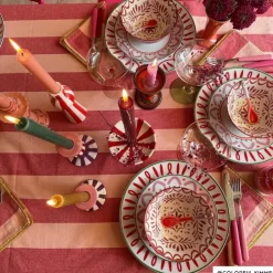 Xenos Dinerbord holly jolly - rood - ø26.8x2.8 cm- Borden