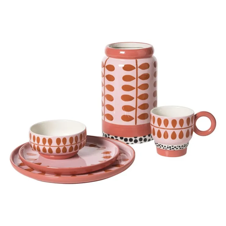 Xenos Dinerbord jolie - roze - ø25.5x2.3 cm- Borden