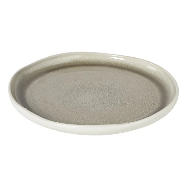 Xenos Dinerbord kaori - wit/bruin - ø27x3 cm- Borden|Kerstservies