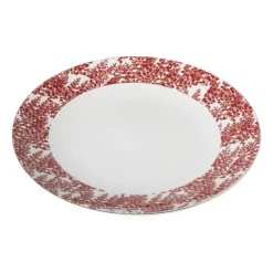 Xenos Dinerbord Mirna blaadjes - rood/wit - ø26.8x2.2 cm- Borden