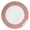 Xenos Dinerbord Mirna ruit - rood/wit - ø26.8x2.2 cm- Borden