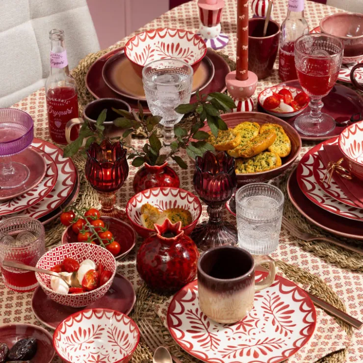 Xenos Dinerbord sterre - rood/wit - ø26.8x2.6 cm- Borden|Kerstcadeaus