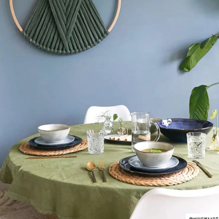Xenos Dinerbord Toscane - donkerblauw - ø28 cm- Borden