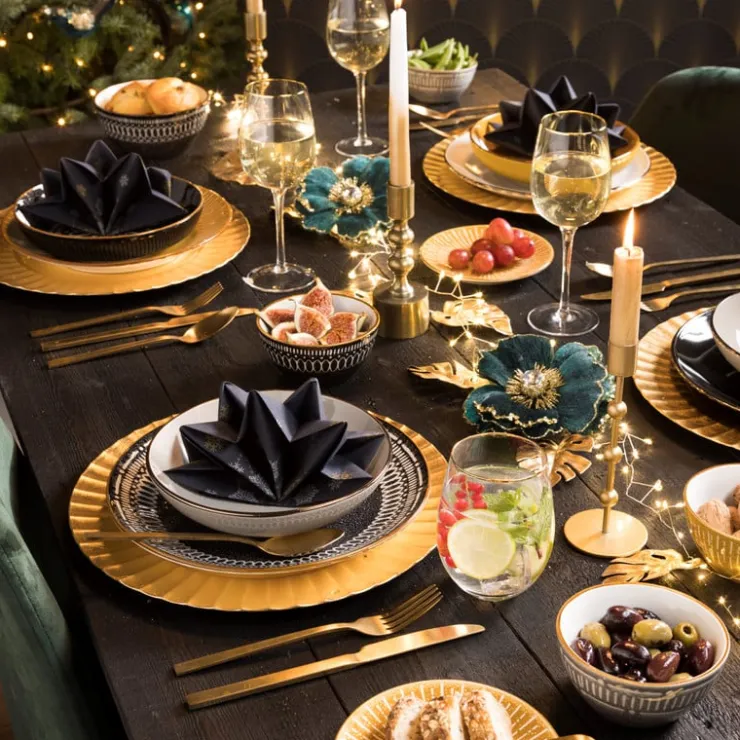 Xenos Dinerbord Yara - zwart - ⌀26.8 cm- Borden