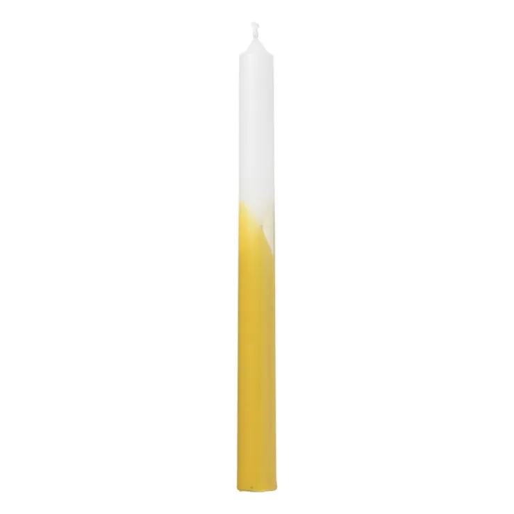 Xenos Dinerkaars dip dye - okergeel - ⌀2x25 cm- Dinerkaarsen