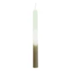 Xenos Dinerkaars dipdye - groen/wit - ø2.15x25 cm- Dinerkaarsen