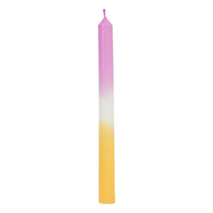 Xenos Dinerkaars dipdye - roze/oranje - ø2.15x25 cm- Dinerkaarsen