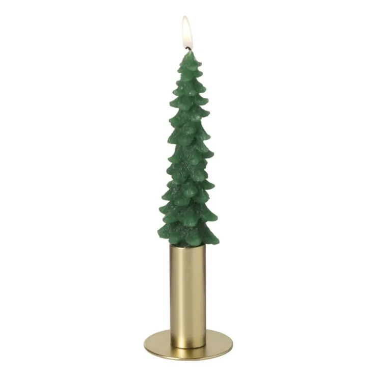 Xenos Dinerkaars klein - groen - ø4x15 cm- Kerstcadeaus|Dinerkaarsen