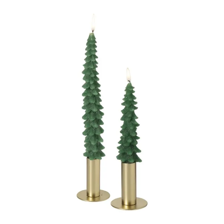 Xenos Dinerkaars klein - groen - ø4x15 cm- Kerstcadeaus|Dinerkaarsen