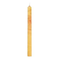 Xenos Dinerkaars marble - oranje/geel - ø2.15x25 cm- Dinerkaarsen