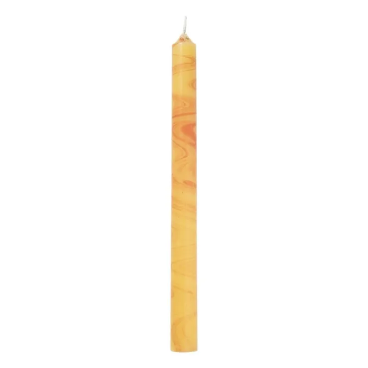 Xenos Dinerkaars marble - oranje/geel - ø2.15x25 cm- Dinerkaarsen