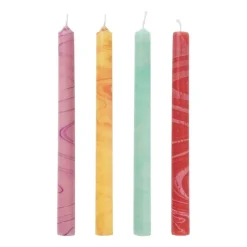 Xenos Dinerkaars marble - rood - ø2.15x25 cm- Dinerkaarsen