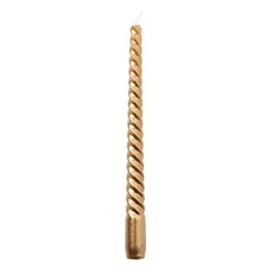 Xenos Dinerkaars metallic twist - roségoud - ø2x25 cm- Kerstcadeaus|Dinerkaarsen