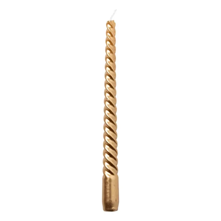 Xenos Dinerkaars metallic twist - roségoud - ø2x25 cm- Kerstcadeaus|Dinerkaarsen