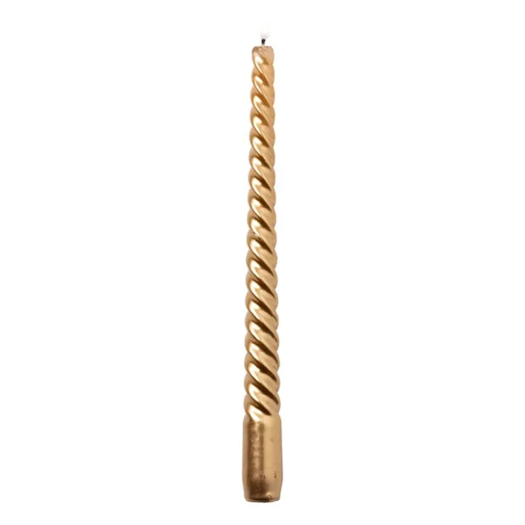 Xenos Dinerkaars metallic twist - roségoud - ø2x25 cm- Kerstcadeaus|Dinerkaarsen
